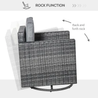 Outsunny Outdoor Swivel Rocker, PE Wicker Dining Chair, 360 Degree Swivel Patio Glider with Cushions for Backyard, Lawn, Garden, Deck, Porch, Steel Frame, Gray(m-5)