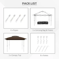Outsunny 12' x 12' Pop Up Canopy Tent with Netting and Carry Bag, Instant Sun Shelter with 137 sq.ft Shade, Dark Brown(m-5)