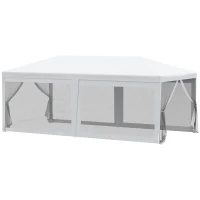 Outsunny 20' x 10' Outdoor Party Tent Gazebo Wedding Canopy with Removable Mesh Sidewalls, White(m-1)