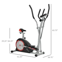 Soozier 2-in-1 Elliptical and Bike Cross Trainer with LCD Screen and Magnetic Resistance for Home Gym Use, 264 lbs Weight Capacity(m-3)