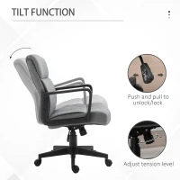 Vinsetto Mid Back Home Office Chair Height Adjustable Linen Fabric Desk Task Chair with Ergonomic Line Wide Seat, Thick Padding, and Armrest(m-5)
