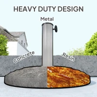 Outsunny 19" Patio Umbrella Base, 26 lbs Concrete Heavy Duty Umbrella Stand, Round Patio Umbrella Holder(m-5)