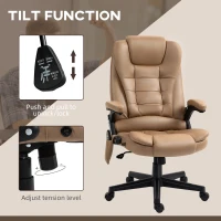 Vinsetto 6 Point Vibrating Massage Office Chair with Heat, Microfiber Massage Desk Chair with Reclining Backrest, Light Brown(m-6)