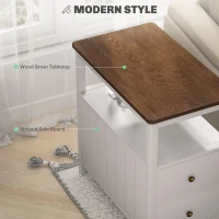 HOMCOM Side Table with Charging Station and USB Ports, Narrow End Table with Drawers, Shelf for Living Room, White(m-6)