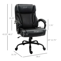 Vinsetto 484LBS Big and Tall Ergonomic Executive Office Chair with Wide Seat, High Back Adjustable Computer Task Chair Swivel PU Leather, Brown(m-3)