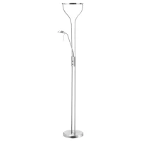 HOMCOM Modern LED 2 Light Floor Lamp, Tall Standing Lamp with Rotatable Ring Light and Height Adjustable Side Light for Living Room or Bedroom, Silver(m-14)