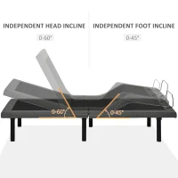 HOMCOM Twin XL Adjustable Bed Frame, Ergonomic Zero Gravity Power Bed Base with Head and Foot Incline, Memory, and Wireless Remote, Gray(m-4)