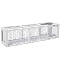PawHut Outdoor Cat Tunnel with Extendable Design, 59" L Wooden Cat Run with Weather Protection, Connecting Inside and Outside, for Deck Patios, Balconies, White(m-1)