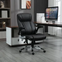 Vinsetto Executive Massage Office Chair with 6 Vibration Points, Heated Faux Leather Computer Desk Chair with Flip-up Armrest, Adjustable Height, Swivel Wheels, Black(m-2)