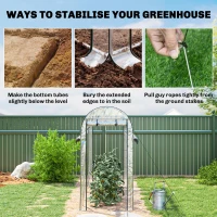 Outsunny Walk-in Tunnel Greenhouse, Hoop House Greenhouse with 8 Roll-Up Doors, 10' x 3' x 6.5', Clear(m-6)
