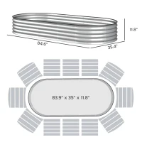Outsunny 7' x 3' x 1' Raised Garden Bed Set, 2PCS Raised Beds for Gardening with Metal Plant Stakes, Silver(m-3)