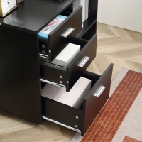 HOMCOM 3 Drawer Printer Stand, Mobile Office Cabinet with 2 Storage Shelves for Home Office, Black(m-9)