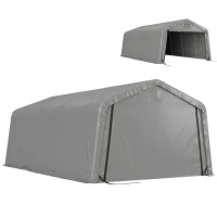 Outsunny Carport 12' x 20' Portable Garage, Heavy Duty Car Port Canopy with Ventilation Windows and Large Roll-up Door, Gray(m-1)