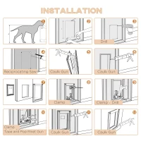 PawHut 2 Way Dog Door, Aluminum Doggy Pet Flap for Wall, Fast Installation, Magnetic Closure, Locking Panel, Weather Resistant, Insulating, Weight Limit 55 lbs(m-7)