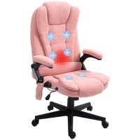 Vinsetto 6 Point Executive Office Chair with Heat, Velvet High Back Vibrating Massage Office Chair, Pink(m-11)
