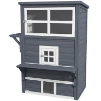 PawHut Cat House, Outdoor 3-Tier Kitty Shelter, Weather Resistant, w/ Escape Door(m-1)