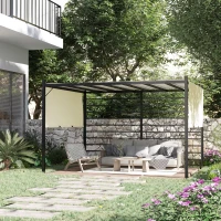 Outsunny 10' x 12' Outdoor Retractable Pergola, Patio Gazebo Canopy Adjustable Sun Shade Shelter for Backyard, Garden Activities, Beige(m-2)
