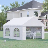 Outsunny 13 x 16.5 ft Heavy Duty Party Tent Outdoor Gazebo Wedding Tent Event Shelter Carport BBQ with Removable Sidewalls & Windows, Outside Waterproof Canopy for Parties, White(m-10)
