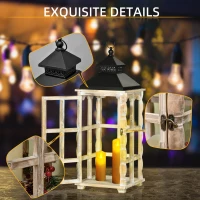 HOMCOM 2 Pack 31"/21" Large Rustic Lantern Decorations, Hanging Wooden Metal Indoor Covered Outdoor Lantern(m-4)