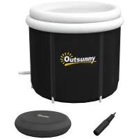 Outsunny Cold Plunge Tub, Portable Ice Bath Cold Water Therapy Tub with Thermo Lid, for Athletes Recovery, Black(m-11)