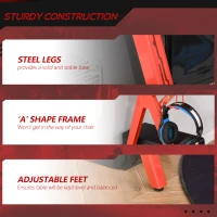 HOMCOM 53" Gaming Desk, Racing Computer Desk with Monitor Shelf, Gamepad Rack, Cup Holder, Headphone Hook, and Cable Basket, Red(m-7)