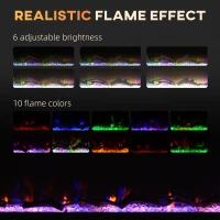 HOMCOM 60" Recessed or Wall Mounted Electric Fireplace Heater with Remote Control, Adjustable Flame Color and Brightness(m-4)