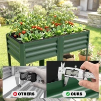 Outsunny Raised Garden Bed Galvanized Steel, Elevated Planter Box with Storage Shelf, Bed Liner, 31.5" High, Green(m-4)