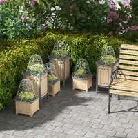 Outsunny 6 Pack Garden Cloches for Plants, 16" x 13" Metal Crop Cage, Plant Cages to Keep Animals Out, White(m-8)