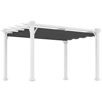 Outsunny 13' x 10' Outdoor Retractable Pergola Canopy, Wood Gazebo Sun Shade Shelter for Grill, Garden, Patio, Backyard, Deck(m-1)