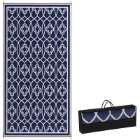 Outsunny Reversible Outdoor Rug, Waterproof Plastic Straw with Carry Bag, 9' x 18', Blue & White Lantern(m-11)
