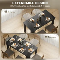 HOMCOM 63" Dining Table for 4-6 People, Modern Rectangular Kitchen Table for Dining Room, Living Room, Black Wood Effect(m-5)