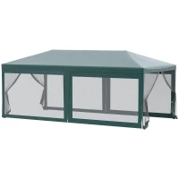 Outsunny 20' x 10' Outdoor Party Tent Gazebo Wedding Canopy with Removable Mesh Sidewalls, Green(m-1)