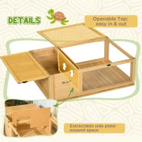 PawHut Wooden Reptile Cage with Top Access for Turtles, Lizards, Snakes, Yellow(m-5)