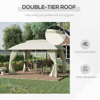 Outsunny 10' x 13' Outdoor Gazebo Patio Gazebo Canopy, Double Vented Roof, Steel Frame, Curtain Sidewalls, Beige(m-4)