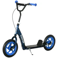 Qaba Kids Scooter with Adjustable Handlebar, Kids Kick Scooter with Non-slip Footplate, Rear Brake, 12" EVA Wheels, Blue(m-11)