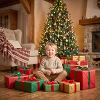 HOMCOM 9ft Prelit Christmas Tree, Colorado Blue Spruce, Easy Plug, Hinged Xmas Tree with Warm White & Multi-Color LED Lights(m-9)