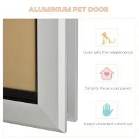 PawHut 2 Way Dog Door, Aluminum Doggy Pet Flap for Wall, Fast Installation, Magnetic Closure, Locking Panel, Weather Resistant, Insulating, Weight Limit 55 lbs(m-8)