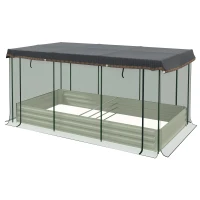 Outsunny Galvanized Steel Planter Box with Crop Cage and Shade Cloth, Raised Garden Bed for Flowers, Veggies and Herbs, Beige(m-1)
