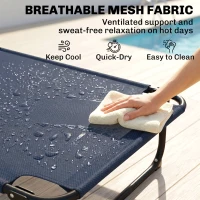 Outsunny Folding Lounge Chair w/ Reclining Back, Navy Blue(m-6)