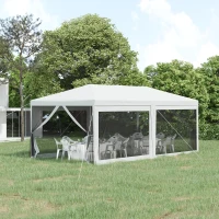 Outsunny 20' x 10' Outdoor Party Tent Gazebo Wedding Canopy with Removable Mesh Sidewalls, White(m-2)