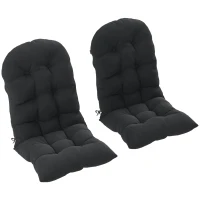 Outsunny Outdoor Adirondack Chair Cushions Set of 2, Tufted High Back Patio Chair Cushions, Black(m-11)