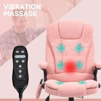 Vinsetto 6 Point Executive Office Chair with Heat, Velvet High Back Vibrating Massage Office Chair, Pink(m-4)