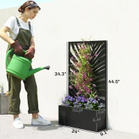 Outsunny Metal Garden Bed with Trellis for Climbing Plants, Freestanding or Wall Mounted Flower Bed for Garden, Patio, Balcony(m-3)