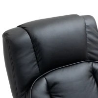 HOMCOM Swivel Recliner, Manual PU Leather Armchair with Ottoman Footrest for Living Room, Office, Bedroom, Black(m-7)