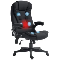 HOMCOM 6 Point Vibrating Massage Office Chair with Heat, Linen High Back Massage Desk Chair with Reclining Backrest, Black(m-1)