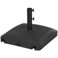 Outsunny Patio Umbrella Base with Wheels, 53lbs Water or 66lbs Sand Filled, Heavy Duty Outdoor Umbrella Stand Holder, Black(m-11)