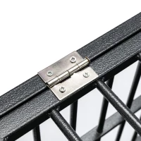 PawHut 36" Heavy Duty Dog Crate Metal Cage Kennel with Lockable Wheels, Double Door and Removable Tray, Gray(m-8)