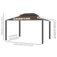 Outsunny 11' x 15' Hardtop Gazebo Canopy with Polycarbonate Roof, Aluminum Frame, Permanent Pavilion Outdoor Gazebo with Netting, for Patio, Garden, Backyard, Deck, Lawn, Beige(m-3)