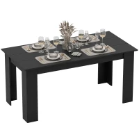 HOMCOM 63" Dining Table for 4-6 People, Modern Rectangular Kitchen Table for Dining Room, Living Room, Black Wood Effect(m-11)
