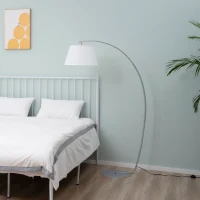 HOMCOM Arched Floor Lamp, Modern Standing Lamp with Foot Switch & Metal Base, Corner Reading Lamps Tall Pole Light for Office Bedroom Living Room, White(m-12)